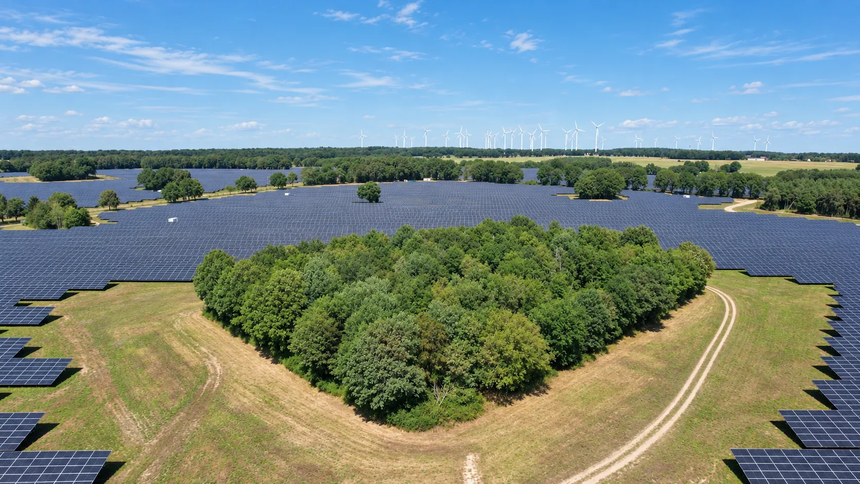 Baumreihe als neues Landschaftselement im Sonnenpark Halenbeck-Rohlsdorf